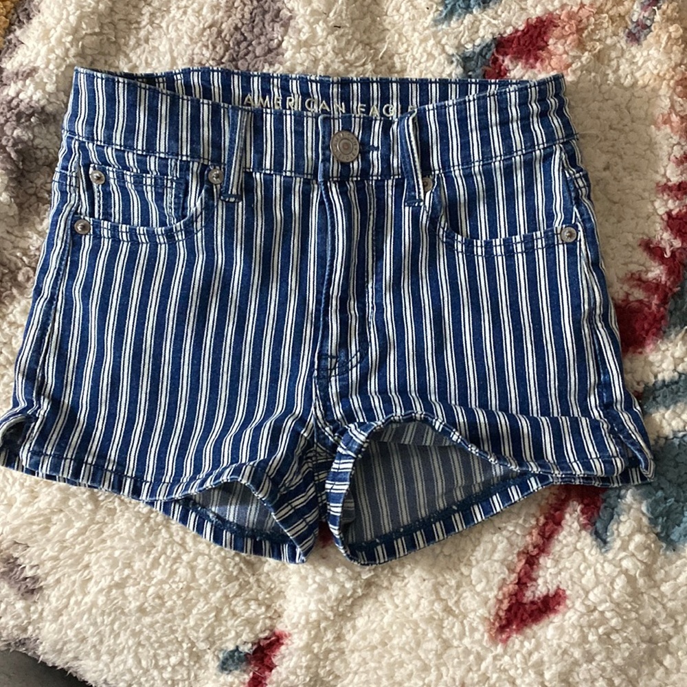 American Eagle pinstripe denim shorts